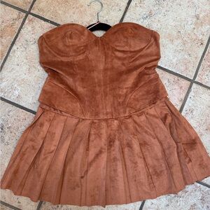 Anthropologie Mare Mare Strapless Corset pleated Suede Brown Medium NWT